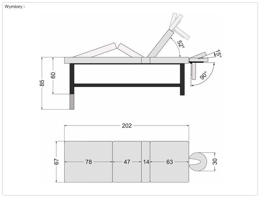 Wymiary leżanki SPA Manual 